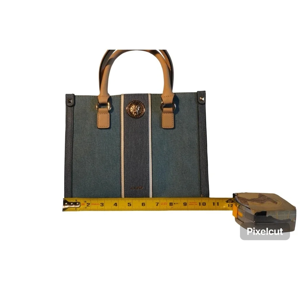 Aldo Women Handbag Gray Chambray Denim Pockets Convertible Satchel/Crossbody Bag